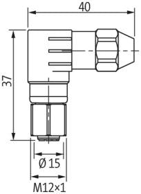 Murr M12 Connector, female 0°, 4-pole, c/s 0.24 - 0.5mm²