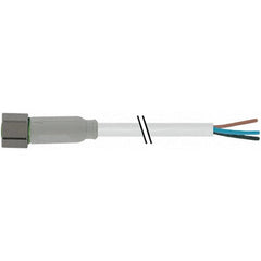 Murr M8 female 0°, A-code with cable, 3-pole, grey, 5m Murrelektronik