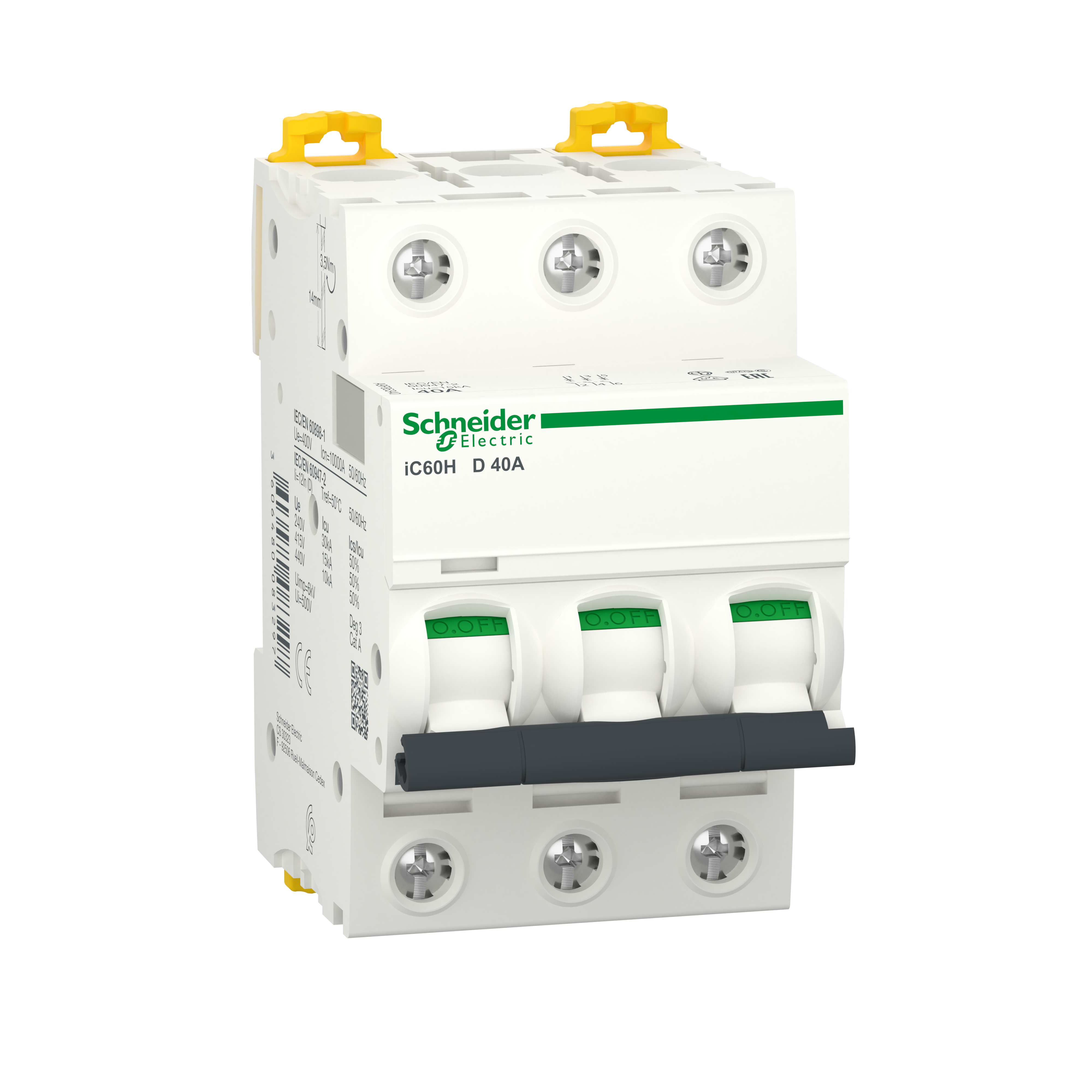 Schneider Miniature circuit-breaker, D, 3-pole, 40A