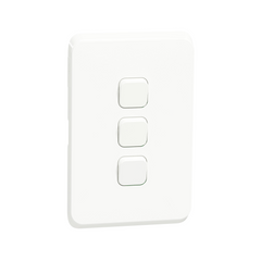 Schneider Iconic Gridplate with skin, white, 3-lever