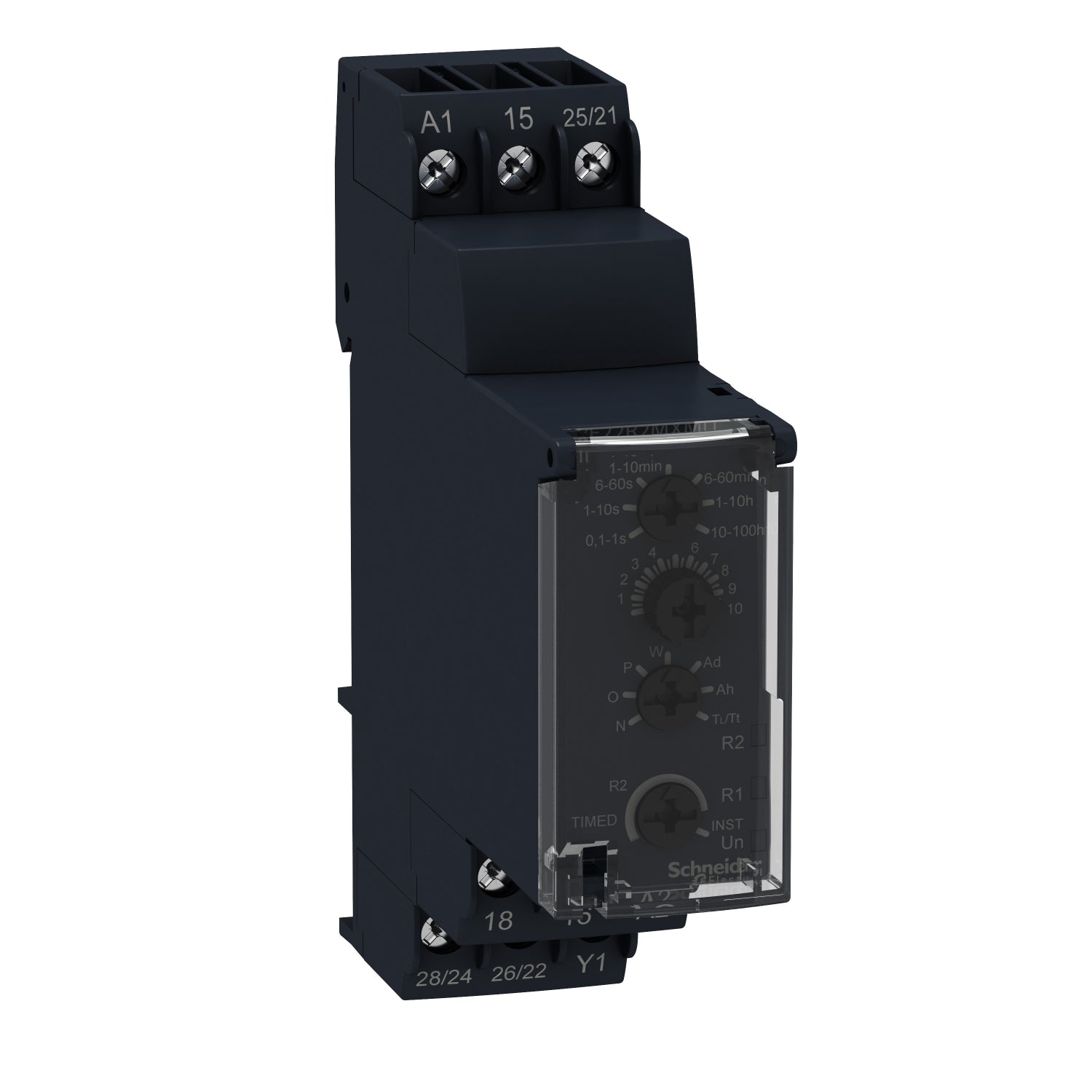 Schneider Modular timing relay, 2 c/o, 24 - 240VAC/DC