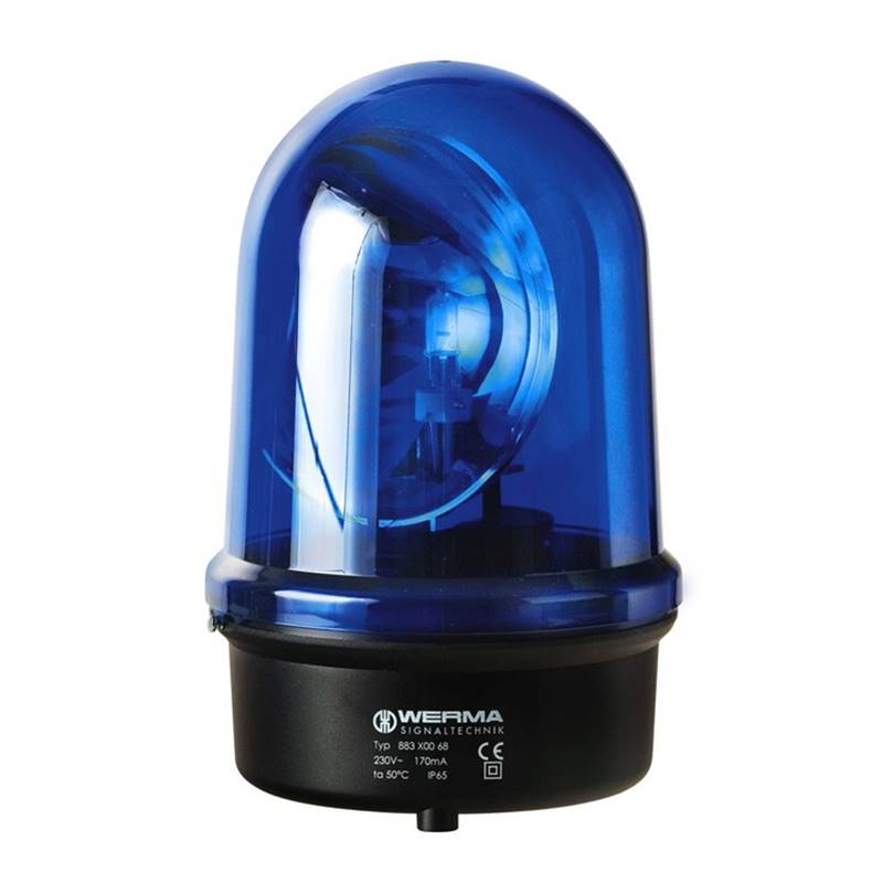 Werma Rotating mirror beacon, blue, 230VAC, 142 x 218mm