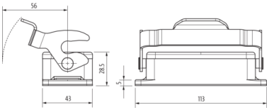 Murr B16 Bulkhead mounted housing, single locking, IP65