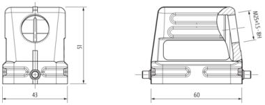 Murr B6 Hood, low profile, single locking, side entry M20