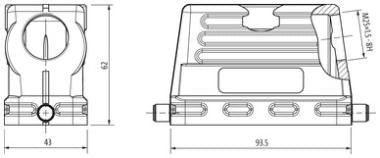 Murr B16 Hood, low profile, single locking, side entry M25