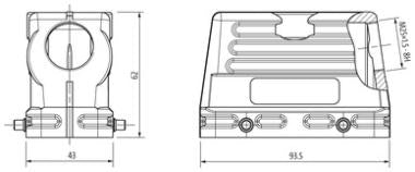 Murr B16 Hood, low profile, double locking, side entry M25