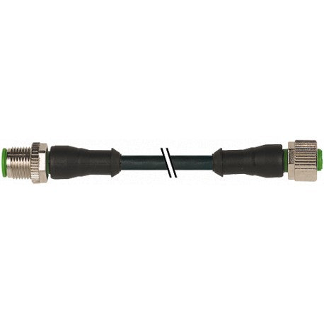 Murr M12, male 0°/ female 0°, 4-pole, black, 2m