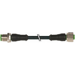 Murr M12, male 0°/ female 0°, 4-pole, black, 2m