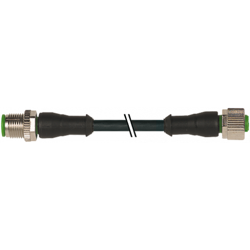 Murr M12, male 0°/ female 0°, 4-pole, black, 5m