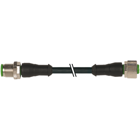 Murr M12, male 0°/ female 0°, 4-pole, black, 5m