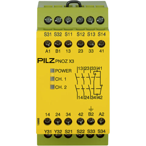 Pilz PNOZ X3 Safety relay, standalone, 3NO+1NC, 24VAC/DC Pilz