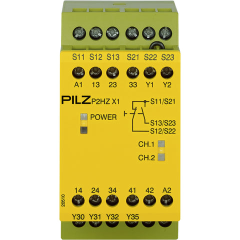 Pilz Safety relay, single/dual channel, 1 aux contact, 24VDC