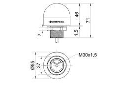 Werma MC55 Compact LED installation beacon, 3 colours, 24VDC