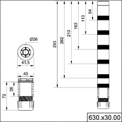 Werma Adapter for tube mounting, black, 40 x 80mm