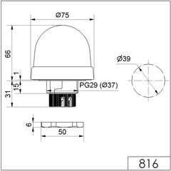 Werma LED Permanent beacon, yellow, 24VAC/DC, 75 x 97mm