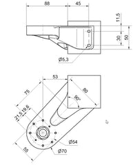 Werma Fixing bracket, black, 80 x 50 x 149mm