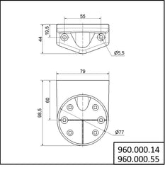 Werma Bracket for base mounting, black, Ø 70mm