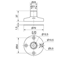 Werma Base for tube, black, Ø 70mm