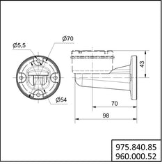 Werma Bracket for 1-sided mounting, black, 70 x 98mm