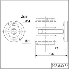Werma Bracket for 2-sided mounting, black, 70 x 97mm