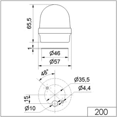 Werma Permanent beacon, red, 12 - 240VAC/DC, 57 x 66mm