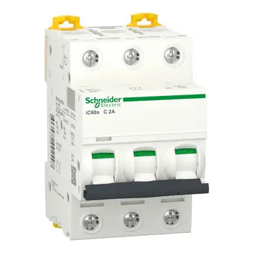 Schneider Mini circuit breaker, C-curve, 3-pole, 2A