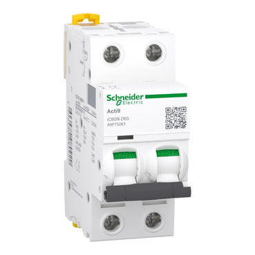 Schneider Miniature circuit-breaker, 2-pole, D-curve, 10kA, 63A