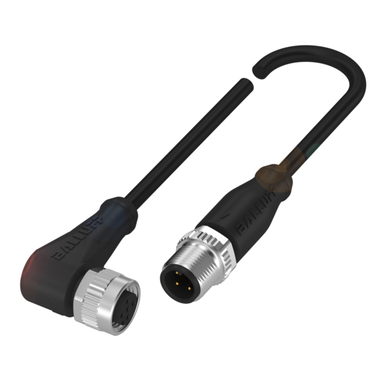 Balluff Cordset, M12 female 90deg A-code 5-pin / M12 male 0deg A-code 4-pin, 0.3m Balluff