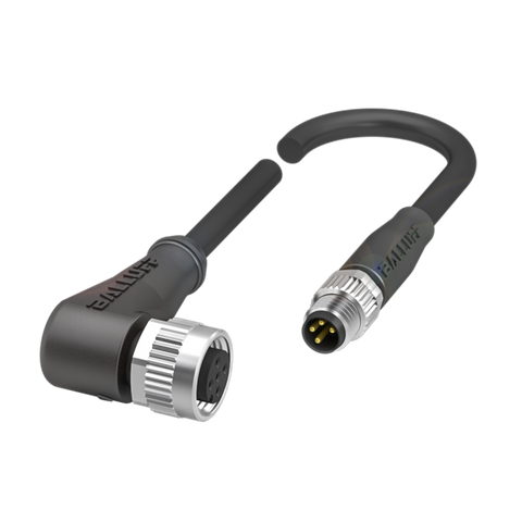 Balluff Cordset, M12 female 90deg A-code 5-pin / M8 male 0deg A-code 4-pin, 0.6m Balluff