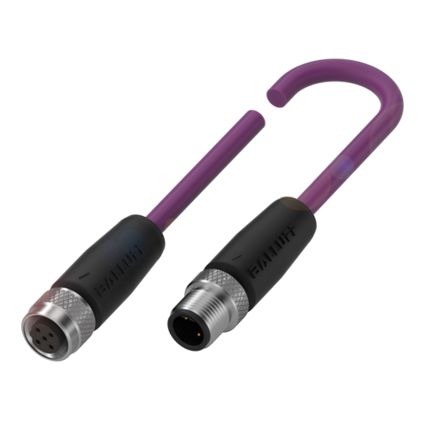 Balluff Cordset, M12 female 0deg B-code 5-pin / M12 male 0deg B-code 2-pin, 1m Balluff