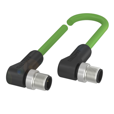 Balluff Cordset, M12 male 90deg D-code 4-pin / M12 male 90deg A-code 4-pin, 1m Balluff