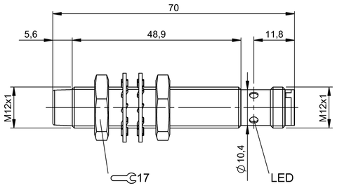 Balluff Inductive standard sensor, PNP, NO, M12, M12 4-pin, flush