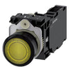 Siemens Illuminated pushbutton, plastic, yellow, 1NO+1NC, 22mm