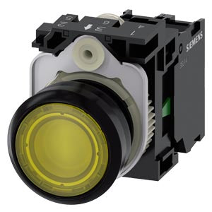 Siemens Illuminated pushbutton, momentary contact, yellow, 1NO