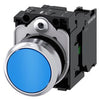 Siemens Pushbutton, blue, flat, screw terminal, 22mm