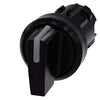 Siemens Illuminable selector switch, I>O<II, 22mm, round, black