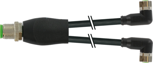 Murr Y-distributor, M12 male 0°/ M8 female 90°, A-coded, 1m