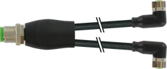 Murr Y-distributor, M12 male 0°/ M8 female 90°, A-coded, 1m