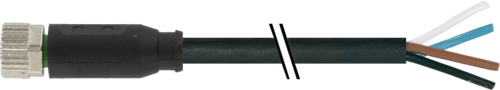 Murr M8 female 0° with cable, straight, 4-pole, 15m