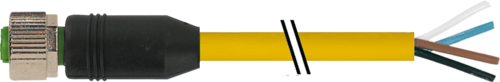 Murr M12 female 0°, A-code with cable, 4-pole, yellow, 3m