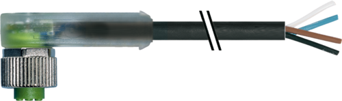 Murr M12 female 90° with cable LED, 4-pole, 10m