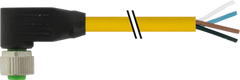 Murr M12 female 90°, A-code with cable, yellow, 4-pole, 2m
