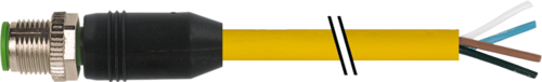Murr M12 male 0°, A-code with cable, 4-pole, 3m