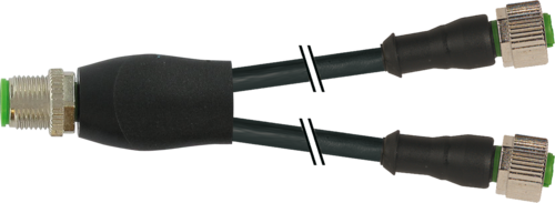 Murr Y-distributor, M12, male/female 0°, A-coded, black, 5m