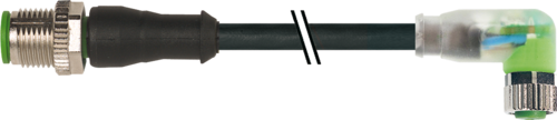 Murr M12 male 0°/M8 female 90°, 3-pole, 1m