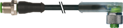 Murr M12 male 0°/M12 female 90°, A-code, LED, 4-pole, 7.5m