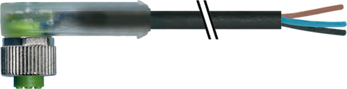 Murr M12 female 90° with cable LED, 3-pole, 6m