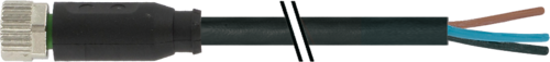 Murr Lead M8 female 0°, PUR 3x0.25, black, 0.5m