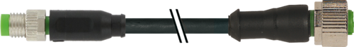 Murr M8 male 0°/ M12 female 0°, 3-pole, black, 1m