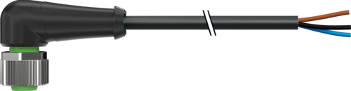 Murr M12 female 90°, A-code with cable, 3-pole, 10m